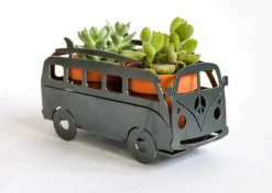 Surfing VW Van Camper Metal Planter