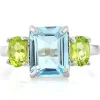 Swiss Baby Blue Topaz & 2ct Peridot Sterling Silver Ring