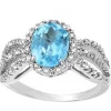 Swiss Blue Topaz and Diamond 3 Shoulder Ring, Classic Beauty!
