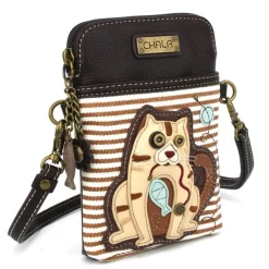 Tabby Cat GEN II - CELLPHONE CROSS-BODY - BROWN STRIPE