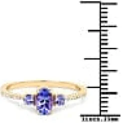 Tanzanite and Diamond 3 Stone Ring in Solid 14K Yellow Gold, So Elegant and Dainty!