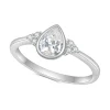 Teardrop with Sidestones Moissanite Bezel Set Ring 14K Gold 1ct Center Stone