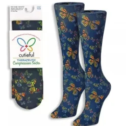 Therapeutic Compression Socks - Butterfly Blue Socks for Women