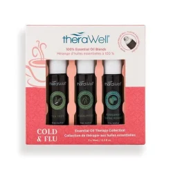 TheraWell Essential Oil 3 Pack, Rollerball Dispensers COLD & FLU