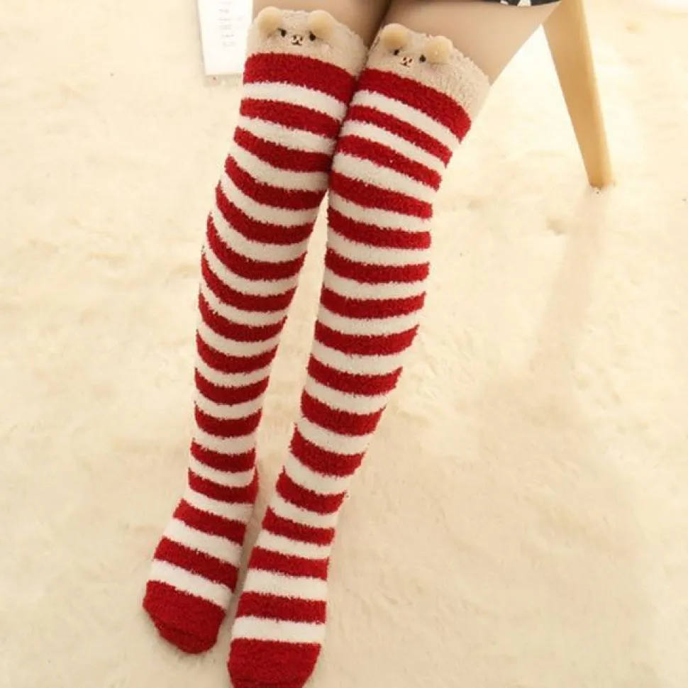 Thigh High Fuzzy Plush Socks, Leggings Adorable Animals to Keep Legs Warm! *