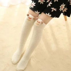 Thigh High Fuzzy Plush Socks, Leggings Adorable Animals to Keep Legs Warm! *