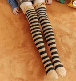 Thigh High Fuzzy Plush Socks, Leggings Adorable Animals to Keep Legs Warm! *