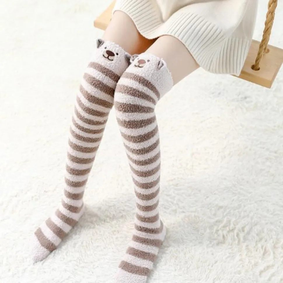 Thigh High Fuzzy Plush Socks, Leggings Adorable Animals to Keep Legs Warm! *