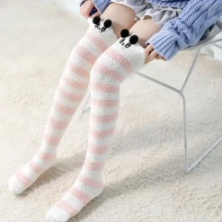 Thigh High Fuzzy Plush Socks, Leggings Adorable Animals to Keep Legs Warm! *