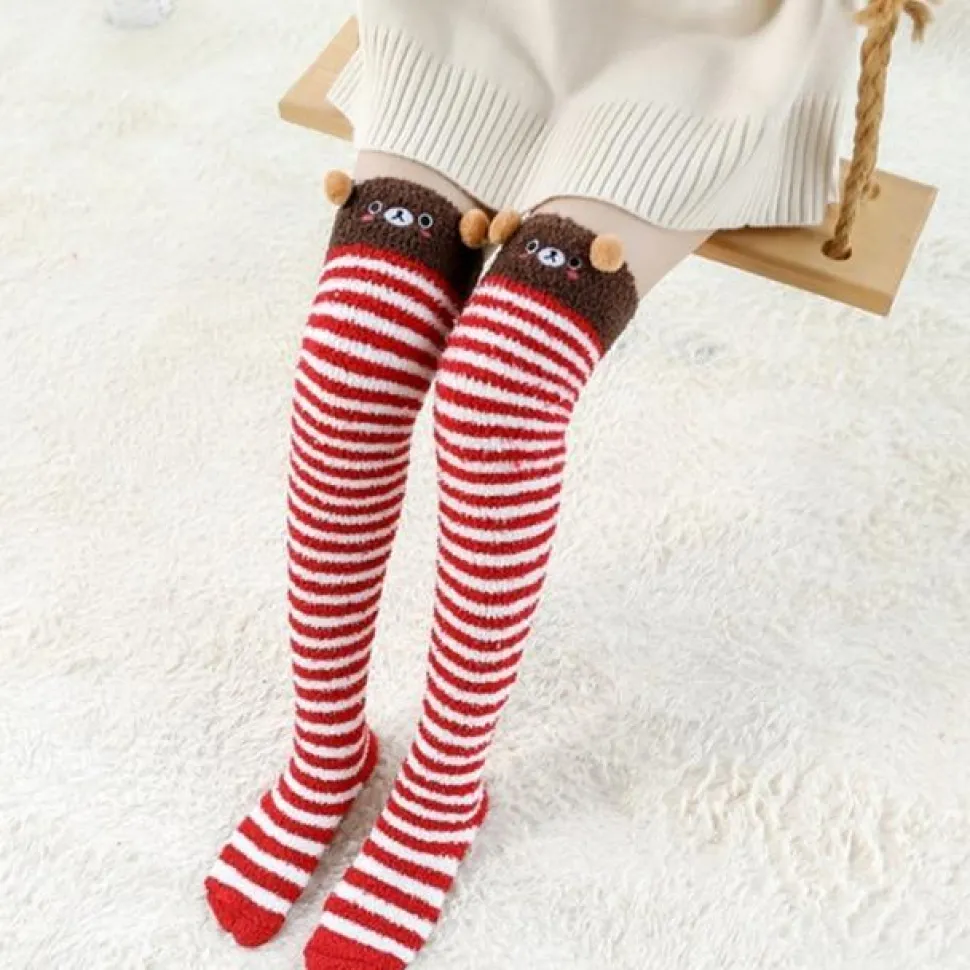 Thigh High Fuzzy Plush Socks, Leggings Adorable Animals to Keep Legs Warm! *
