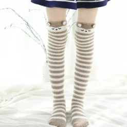 Thigh High Fuzzy Plush Socks, Leggings Adorable Animals to Keep Legs Warm! *