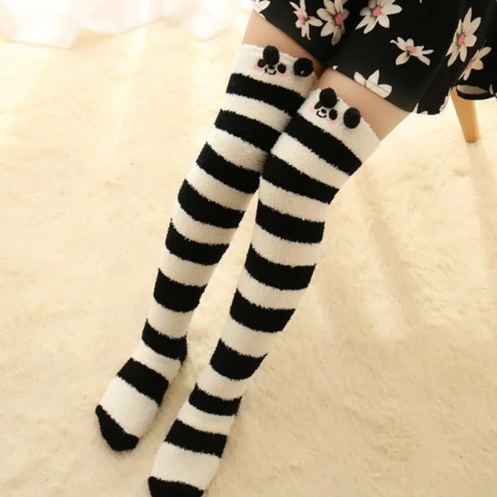 Thigh High Fuzzy Plush Socks, Leggings Adorable Animals to Keep Legs Warm! *