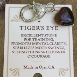 Tiger's Eye Crystal Heart Pet Charm Healing Crystals