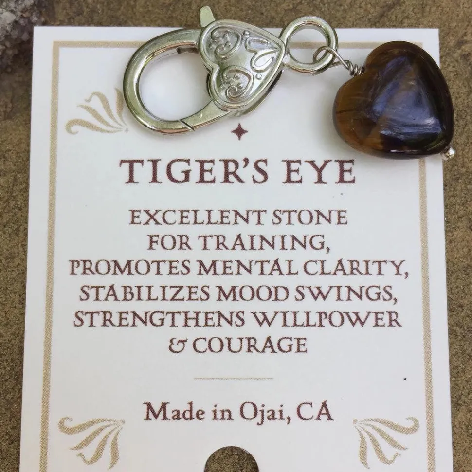 Tiger's Eye Crystal Heart Pet Charm Healing Crystals