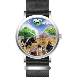 Time to be Kind Rooterville Logo Farm Animal Analog Watch