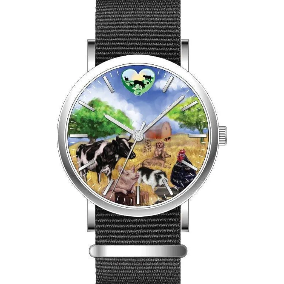 Time to be Kind Rooterville Logo Farm Animal Analog Watch
