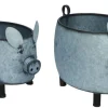 Tin Metal Country Pig Planters- Big and CUTE!