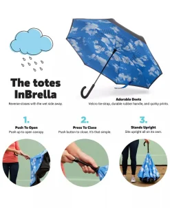 Totes InBrella Umbrellas with Polka Dots 47" Coverage, Lifetime Warranty