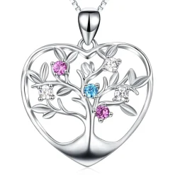 Tree of Life in a Heart Sterling Silver Pendant with Necklace