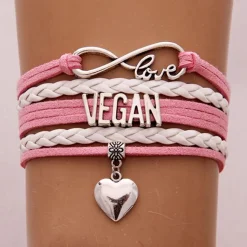 Trendy Vegan Multi-Layer Bracelet, Faux Leather in Variety of Colors and Charms