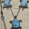 Turtle Jewelry SET in 925 Sterling Silver Natural Larimar