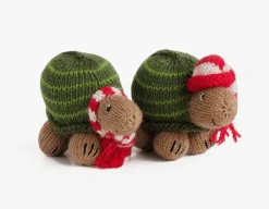 Turtle Ornaments With Scarf or Hat Handmade Knit in Peru