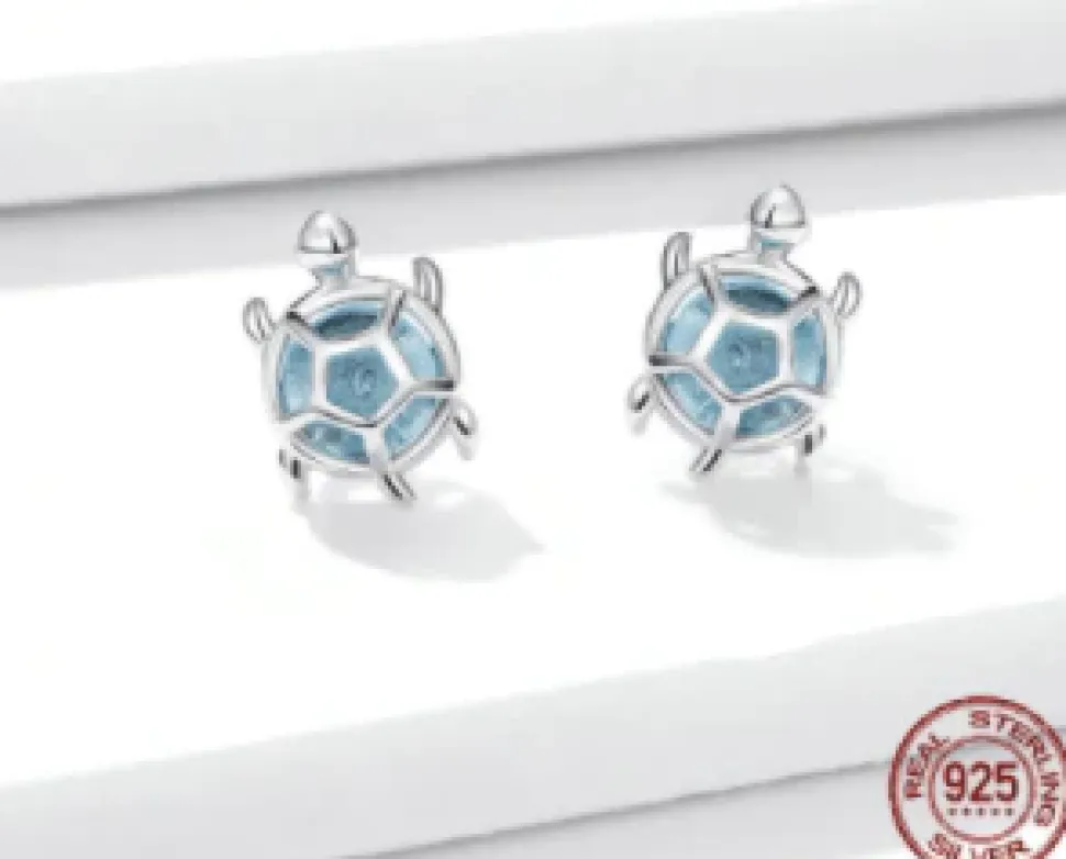 Turtle Stud Earrings Sterling Silver