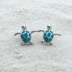 Turtle Stud Earrings Sterling Silver