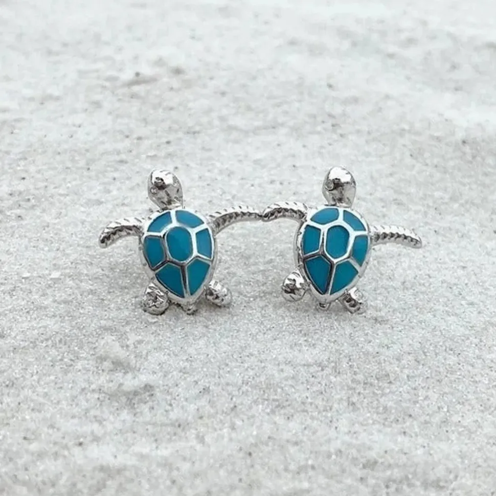 Turtle Stud Earrings Sterling Silver
