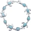 Turtles Larimar Sterling Silver Bracelet