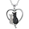 Two Cats in a Heart Necklace in 925 Silver, Darling! White and Black Kitties