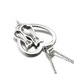 Two Cats in a Heart Necklace in 925 Silver, Darling! White and Black Kitties