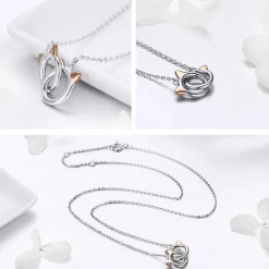 Two Cats Sterling Silver Necklace