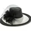 Two-Tone Black and White Wide Brim Romantic Hat