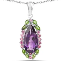 Unique Multi-Gemstone Pendant in Sterling Silver