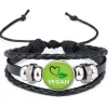 Unisex Vegan Faux Leather Multi-layer Bracelet Spread the Message of Compassion!