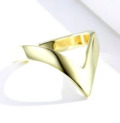 V Chevron Ring Bold and Beautiful Yellow Gold or Platinum Plated Sterling Silver