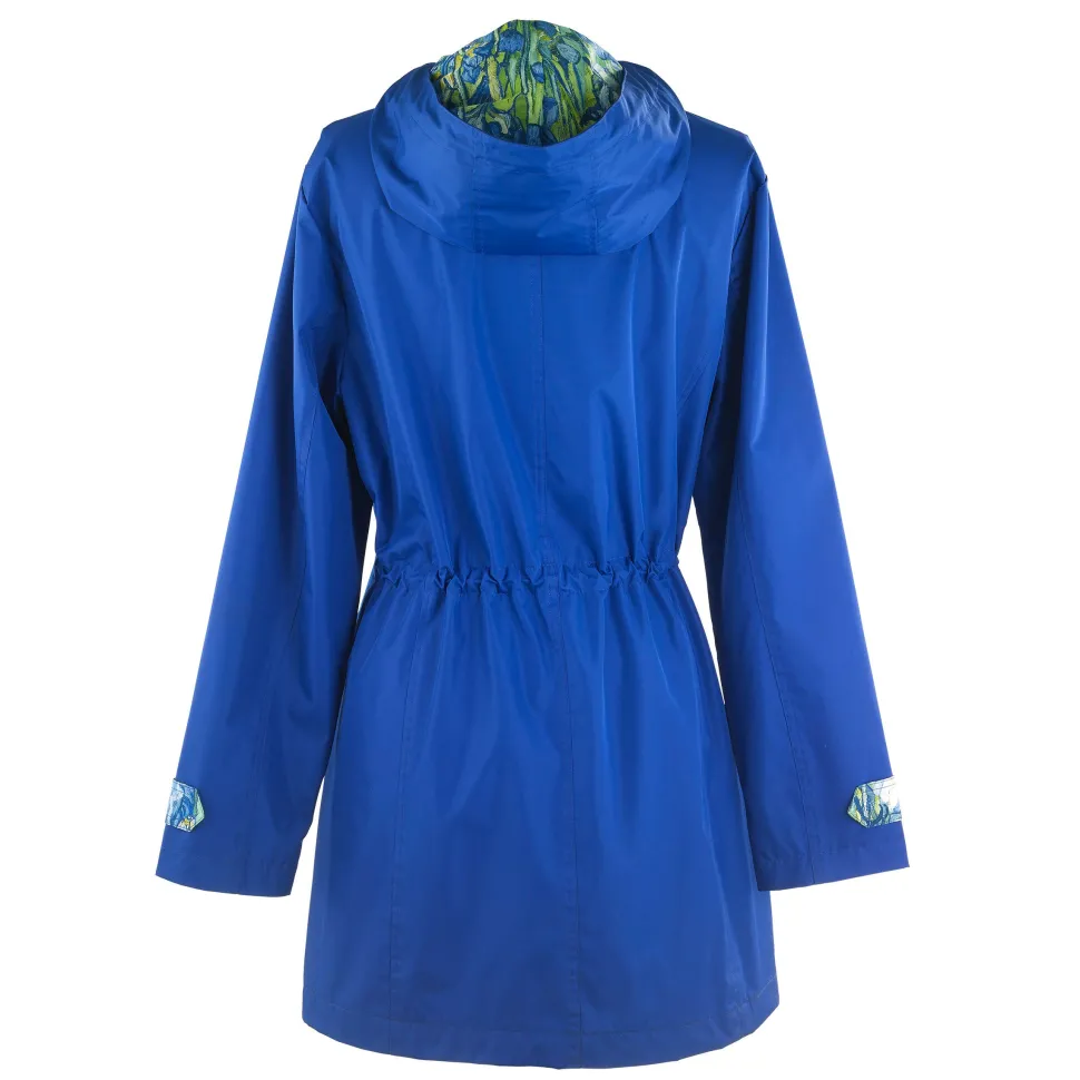 Van Gogh Irises Stunning Blue Rain Jacket for Women