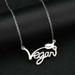 Vegan Stainless Steel Necklace & Ring in Silver, Gold and Rose Gold Tone, Great Gift! Great MESSAGE!