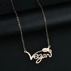 Vegan Stainless Steel Necklace & Ring in Silver, Gold and Rose Gold Tone, Great Gift! Great MESSAGE!
