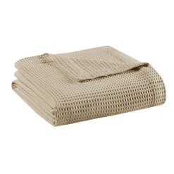 Waffle Weave Cotton Bedding Blanket, Khaki 300GSM