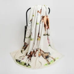Watercolor Farm Animals' Plush Throw Blanket Top Quality