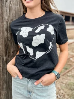 Western 'Cow Heart' Black Tee by American Farm Company