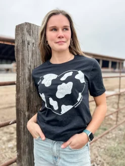 Western 'Cow Heart' Black Tee by American Farm Company