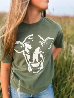 Western Cow Moss Green Farm T-Shirt