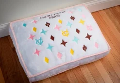 White Chewy Vuiton Paris Funny Parody Pet Bed Soft Comfortable Bed for Pets