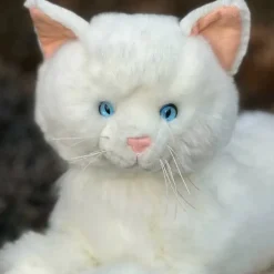 White Floppy Plush Cat Blue Eyes 19" Bianca by Auswella
