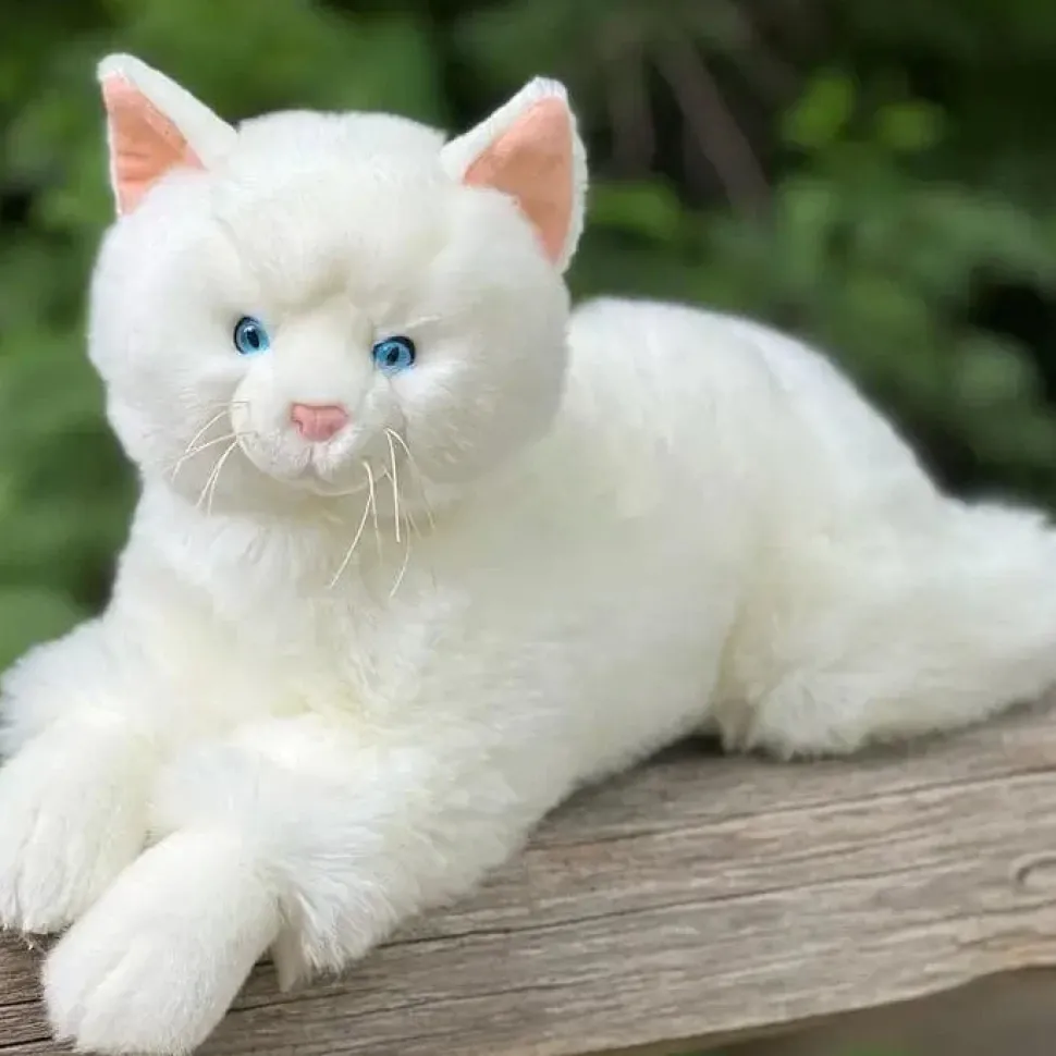 White Floppy Plush Cat Blue Eyes 19" Bianca by Auswella