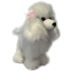 White Show Poodle Plush Stuffed Puppy Dog 28cm Standing Lifelike Handmade