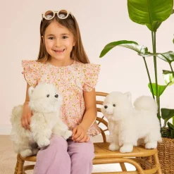 White Spitz Plush Puppy, Standing 35 cm - stuffed toy by Teddy Hermann